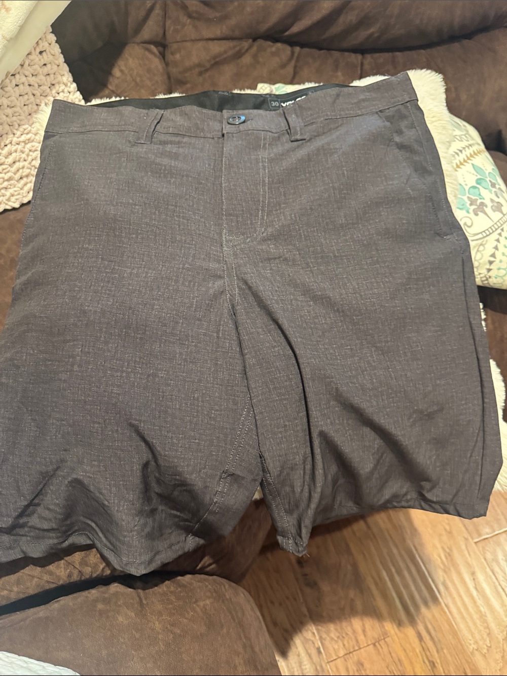 Volcom Men's Heathered Charcoal Flat-Front Shorts